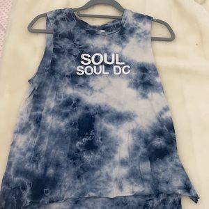 Blue tie dye soul cycle DC tank. Worn once